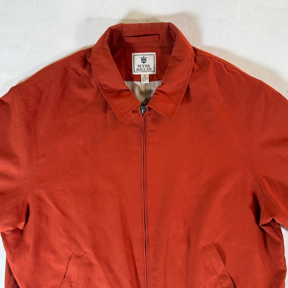 Peter Millar Mens XL Lightweight Bomber Jacket Full Zip XL Rust Orange Coat‎